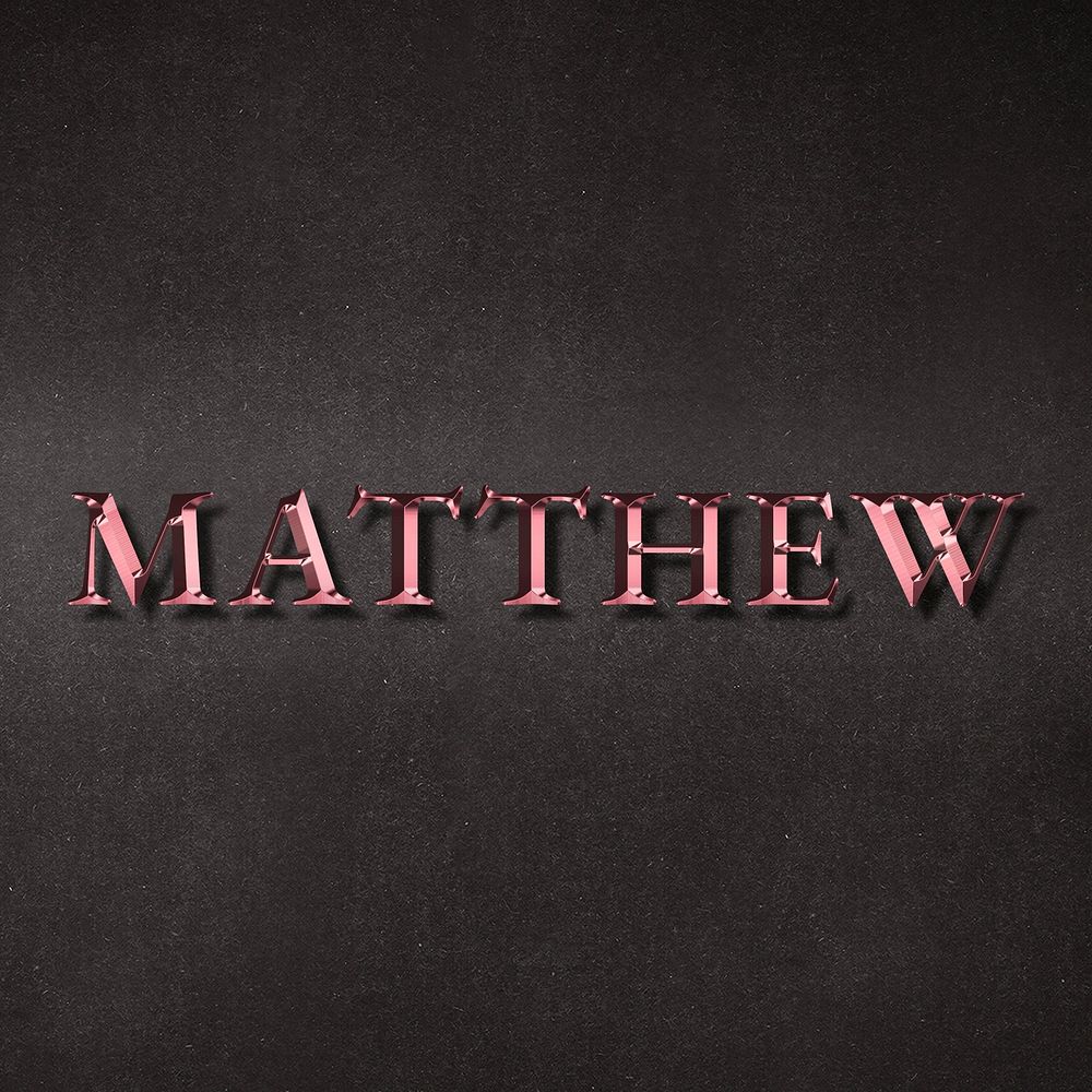 Matthew typography in metallic rose gold design element