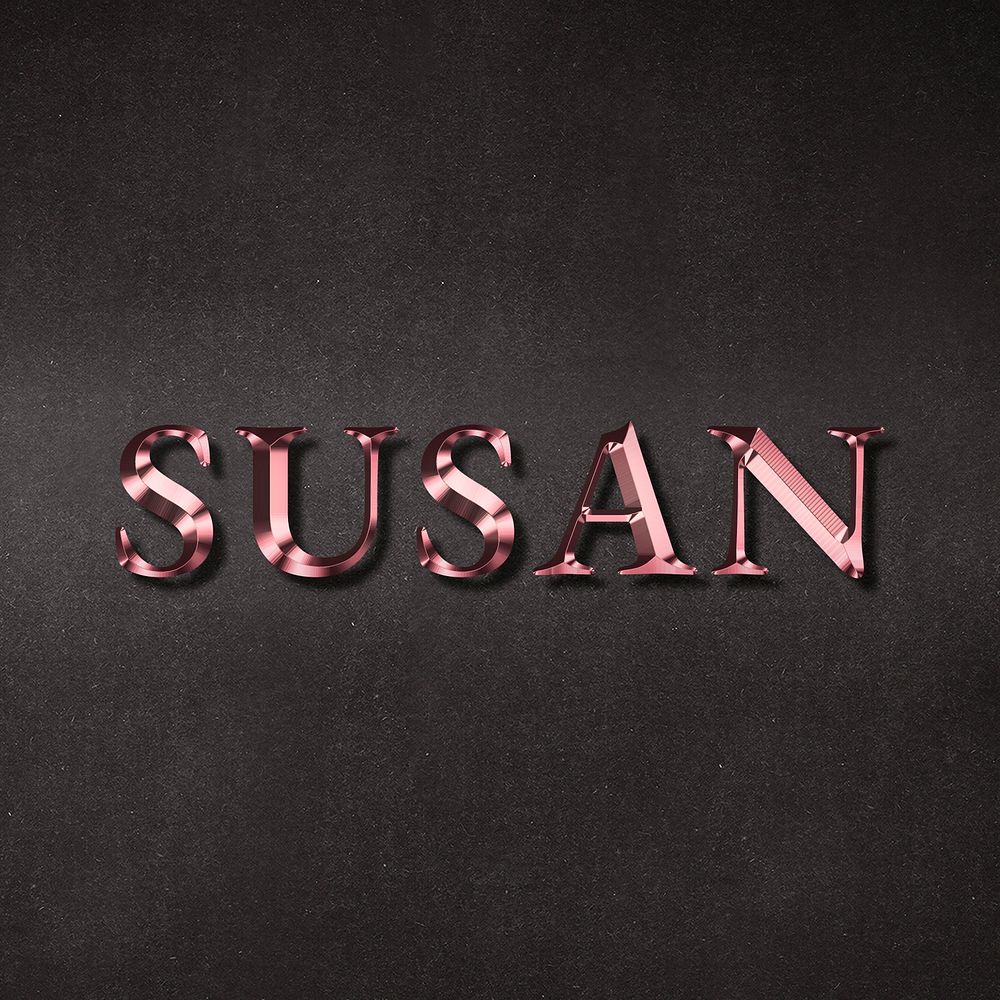 Susan typography in metallic rose gold design element