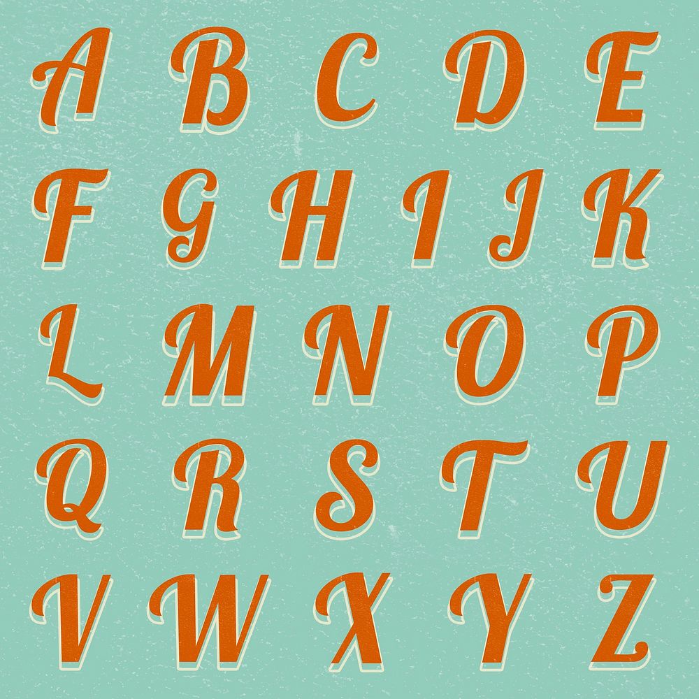 A-Z retro alphabet boldface lettering typography