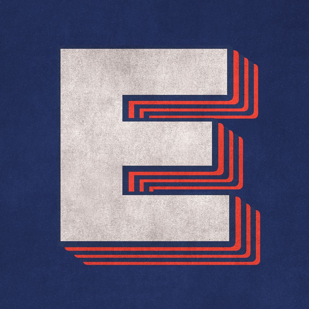 E layered effect alphabet typography