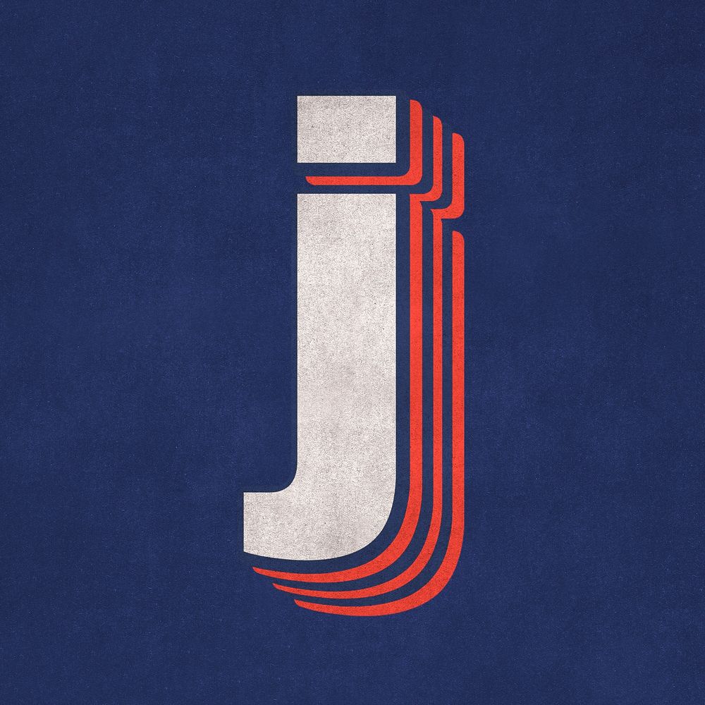 Letter j layered text effect font