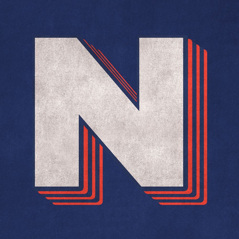 N layered effect alphabet typography