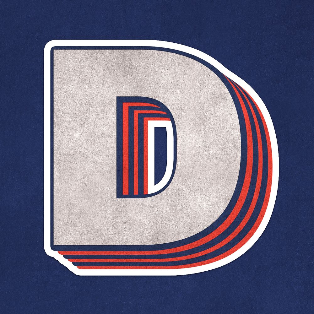 Letter D layered effect text font