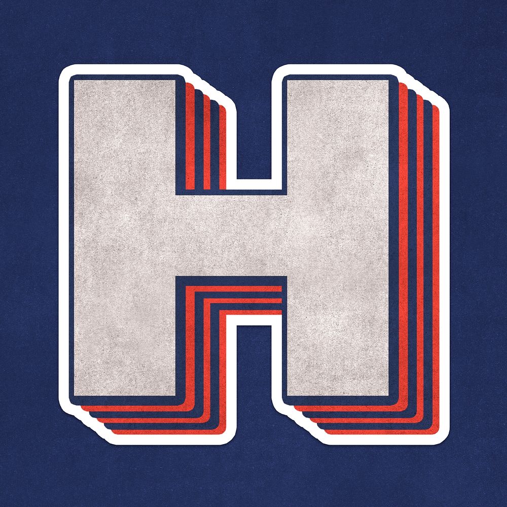 Letter H layered effect text font