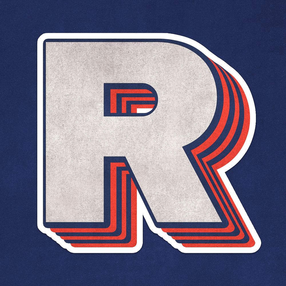 Letter R layered effect text font