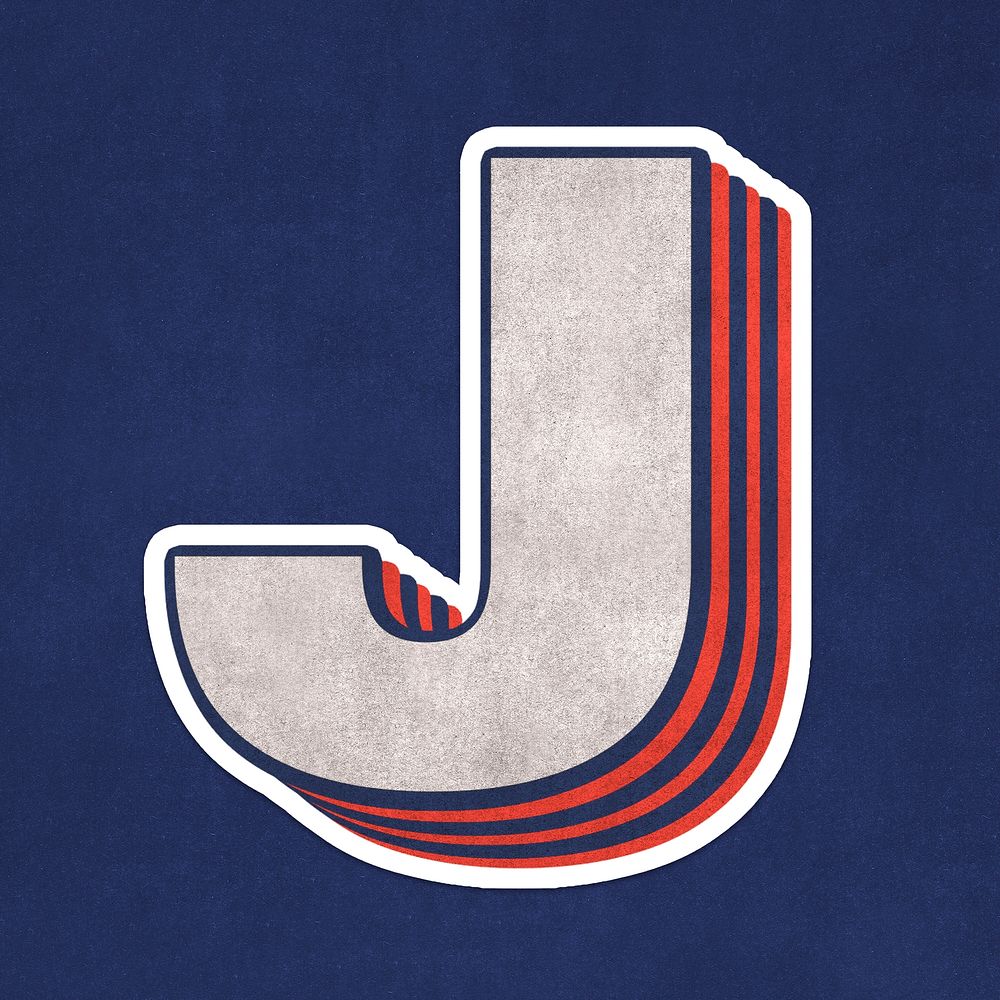 Letter J layered effect text font