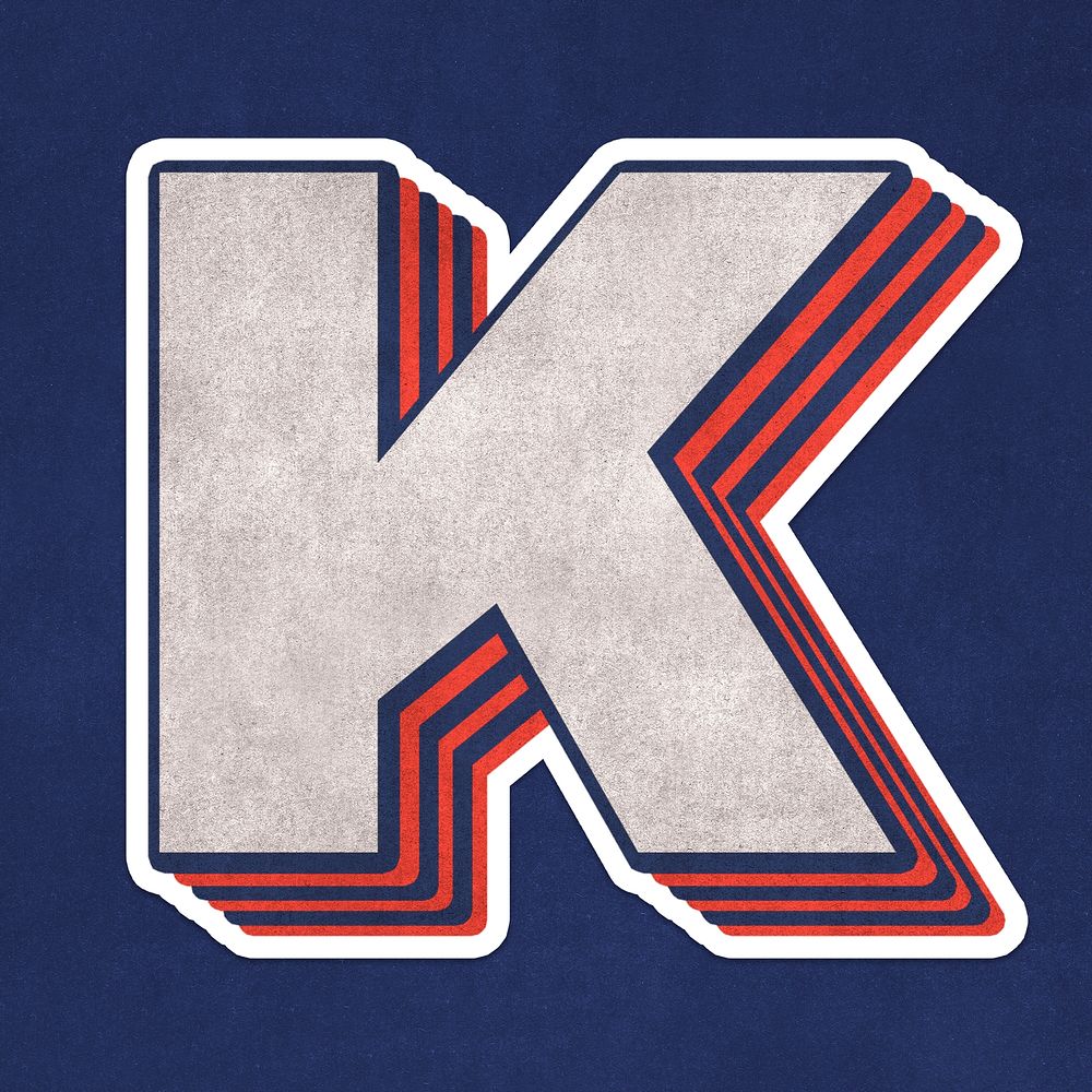 Letter K layered effect text font