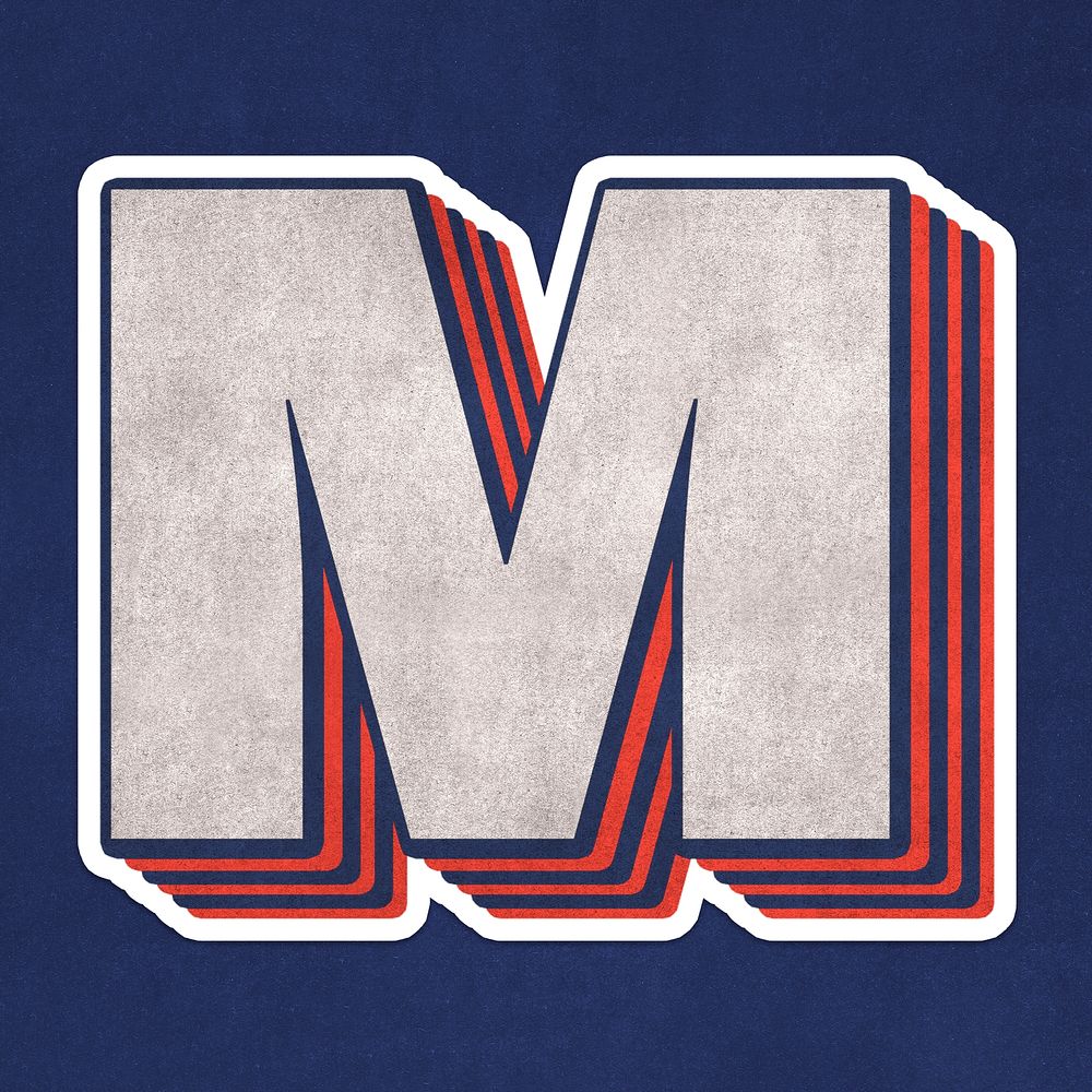 Letter M layered effect text font