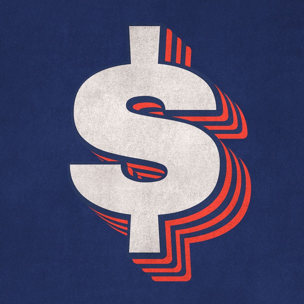 Dollar sign layered text effect typography