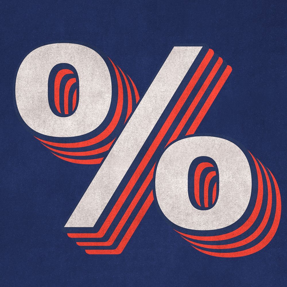 Percentage sign layered text effect typography