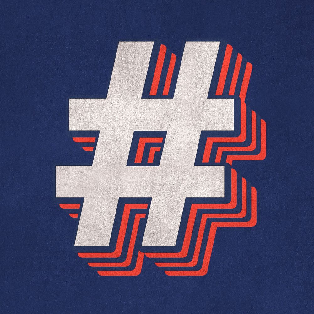 Hashtag symbol layered text effect typography