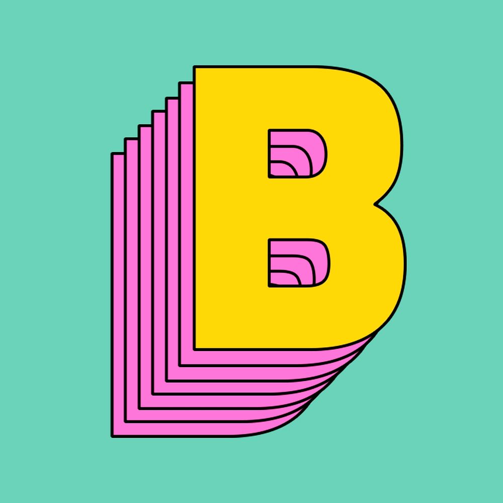 Layered capital b psd stylized typography