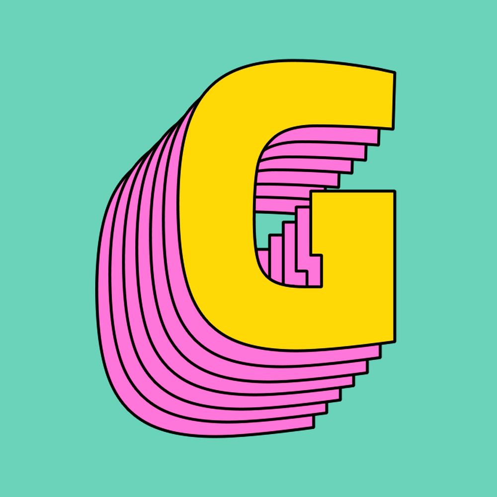 Psd layered g letter vintage stylized typography