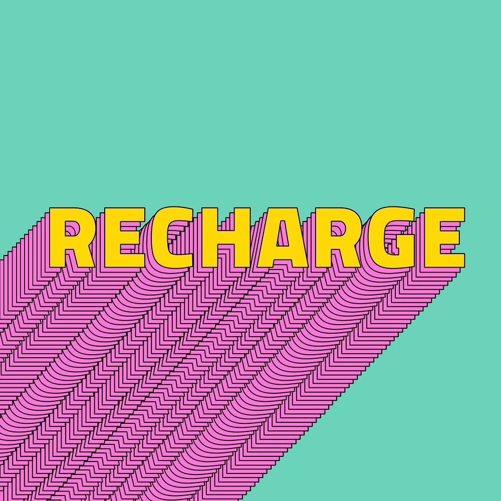 Recharge layered text typography retro word
