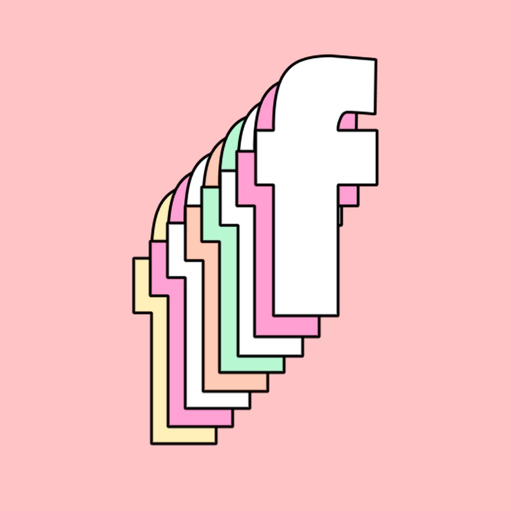 Lowercase letter f psd layered pastel stylized typography