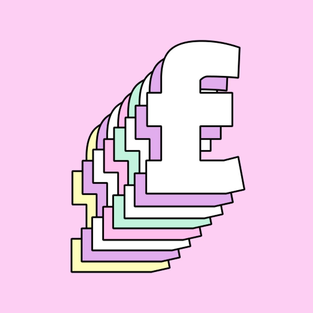 Pound symbol pastel 3d psd font