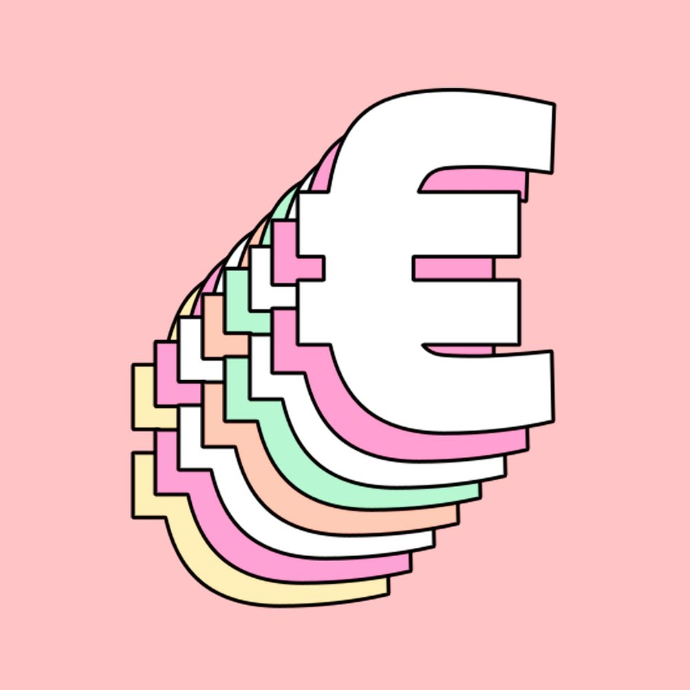 Euro symbol pastel 3d psd font