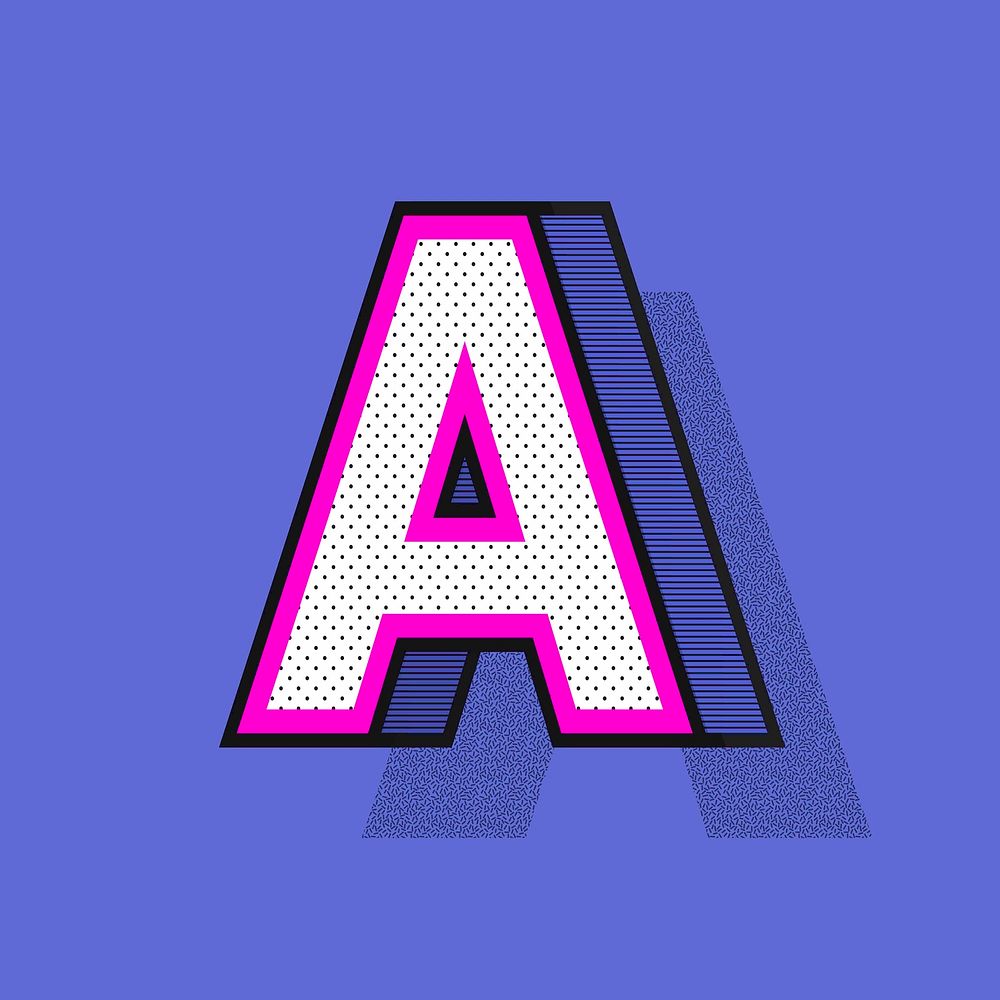 Letter A 3D halftone effect typography