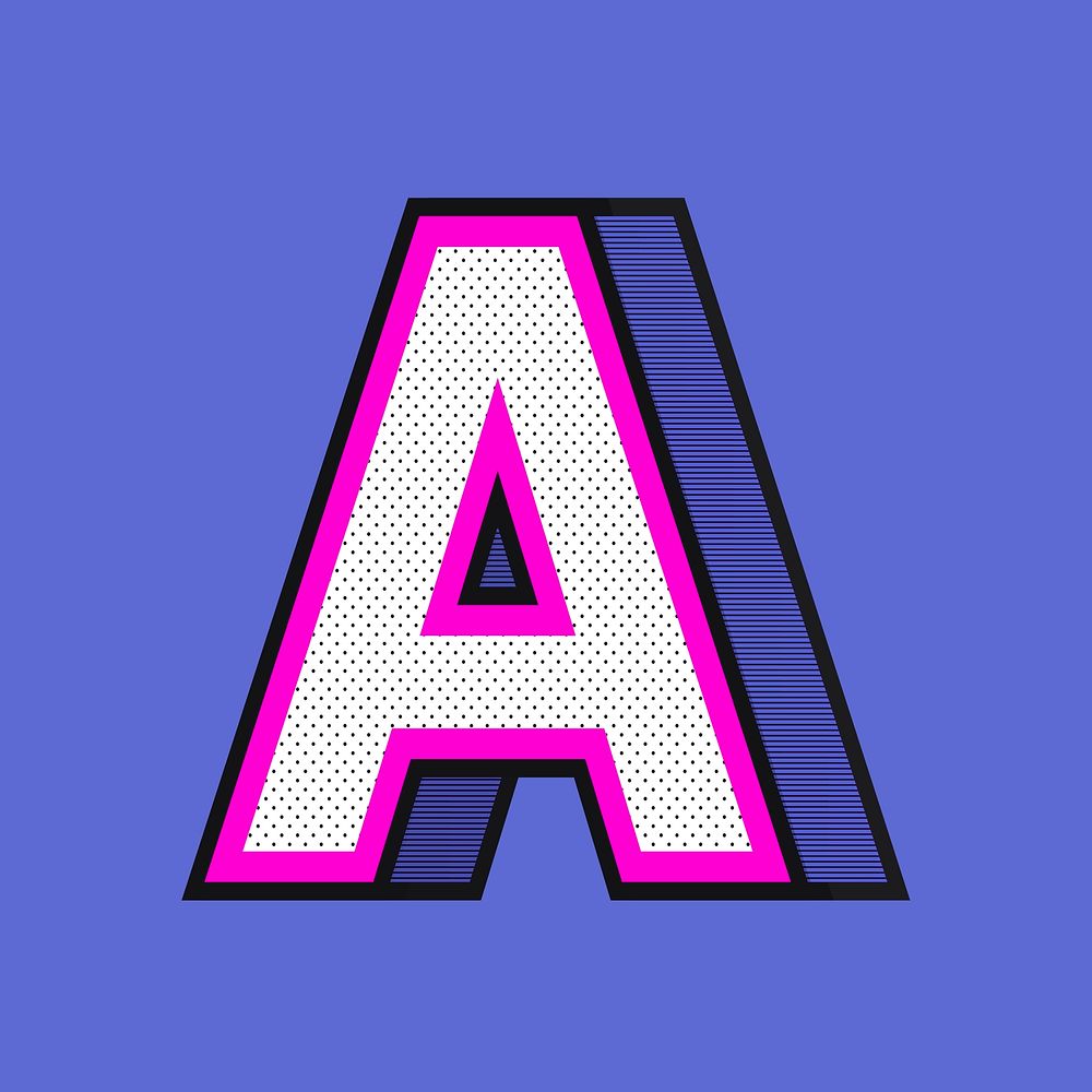 Letter A 3D halftone psd effect typography