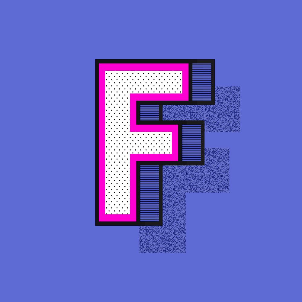 Letter F isometric halftone effect typography