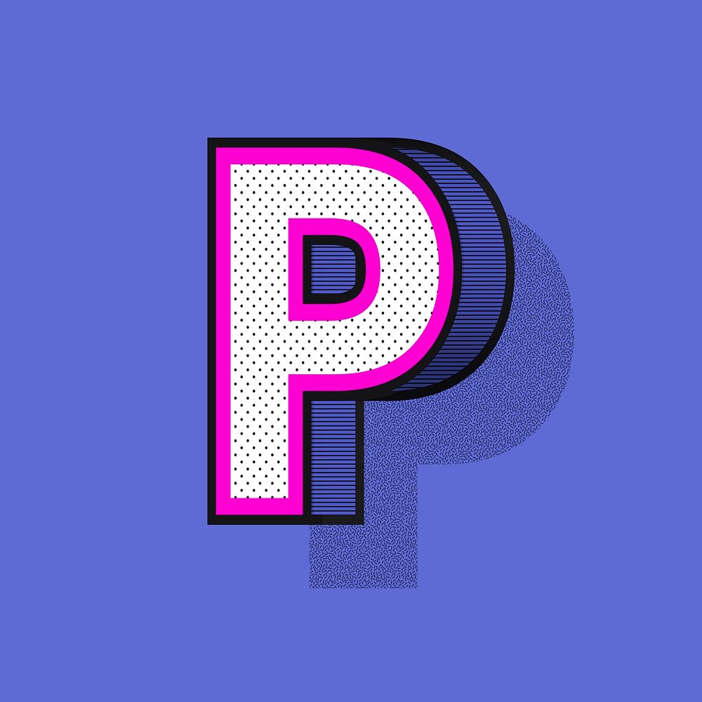 3D letter P halftone effect typography