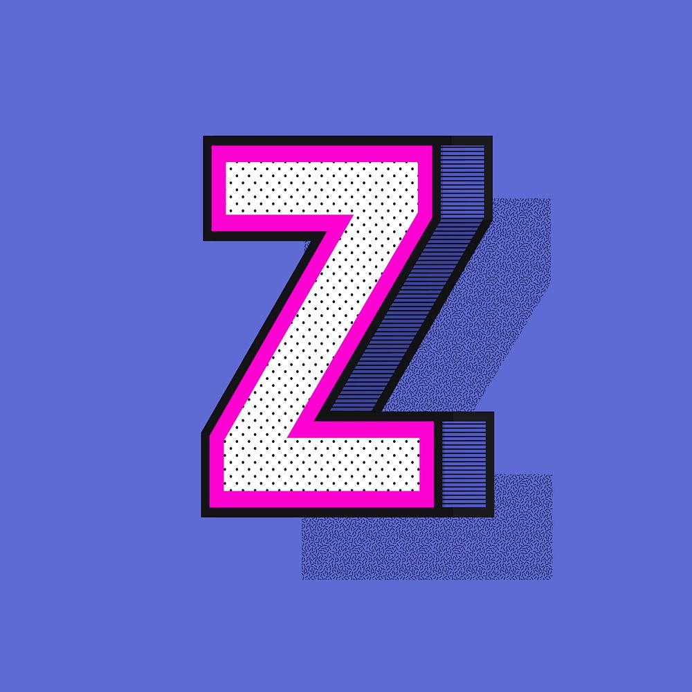 Alphabet Z isometric halftone effect typography