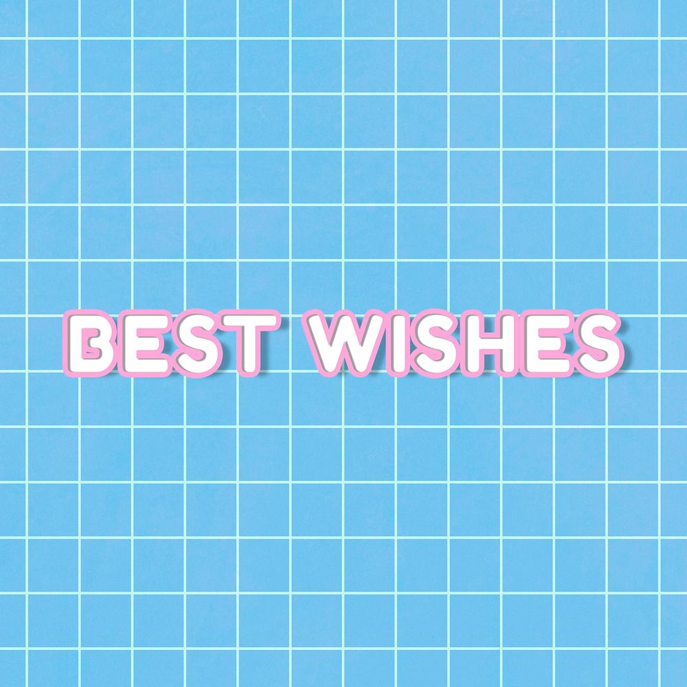 Bold 80&rsquo;s best wishes word miami word art on grid background
