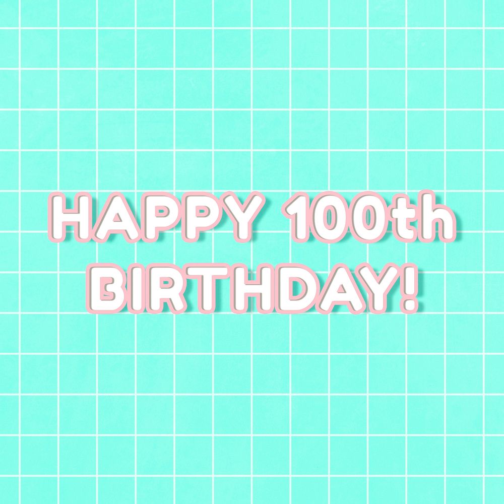 Neon miami happy 100th birthday! word outline typography