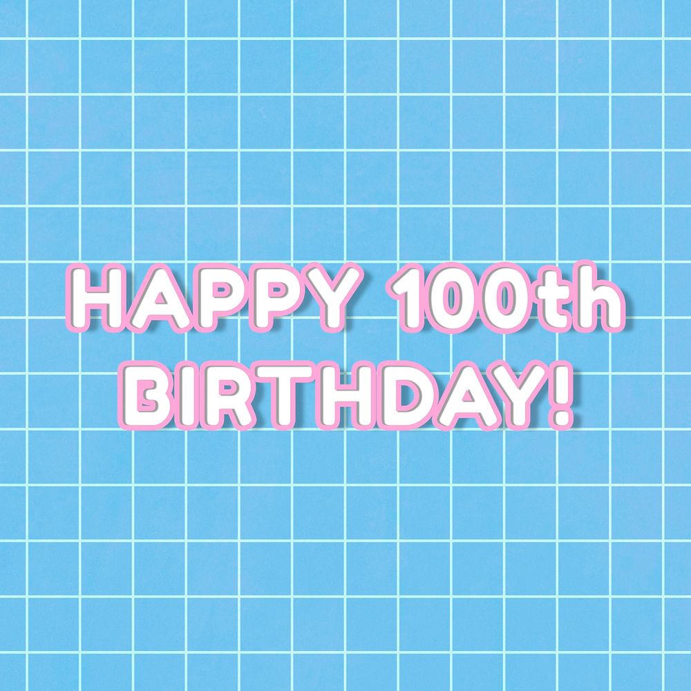 Neon miami 80&rsquo;s happy 100th birthday! word outline typography