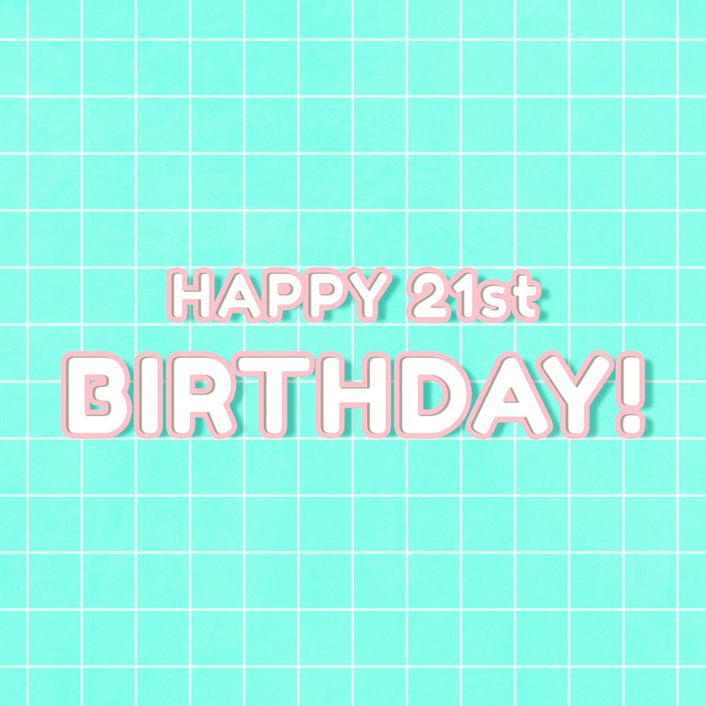 Happy 21st Birthday card pastel miami grid