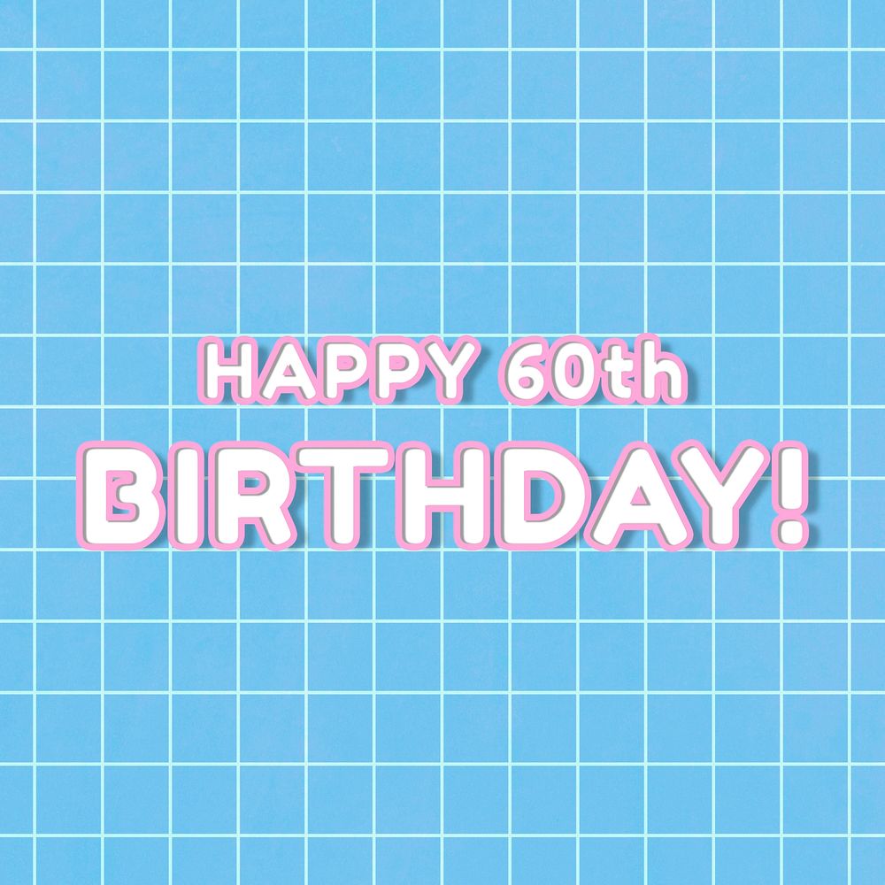 Outline 80&rsquo;s miami font happy 60th birthday! word art on grid background