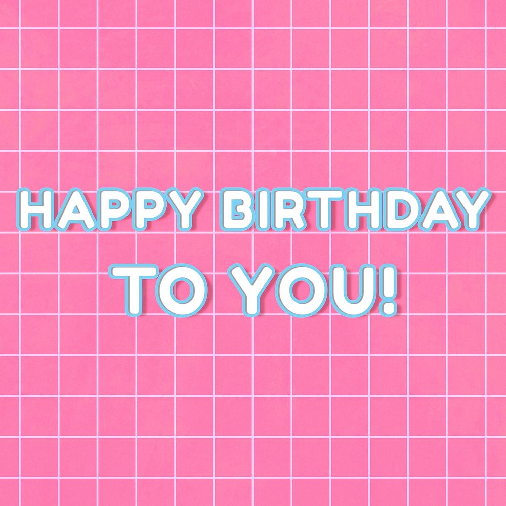 Neon miami 80&rsquo;s lettering happy birthday to you! bold outline word art