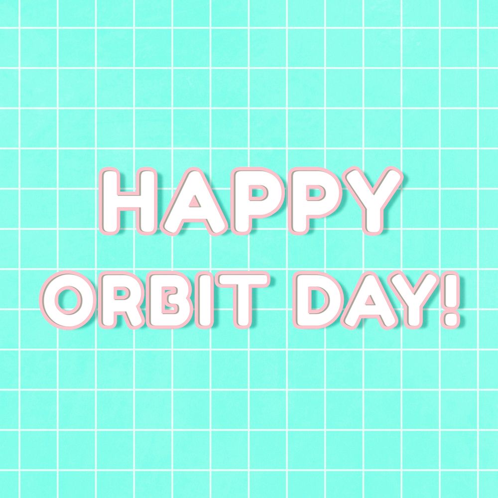 Bold neon happy orbit day! 80&rsquo;s miami word outline typography