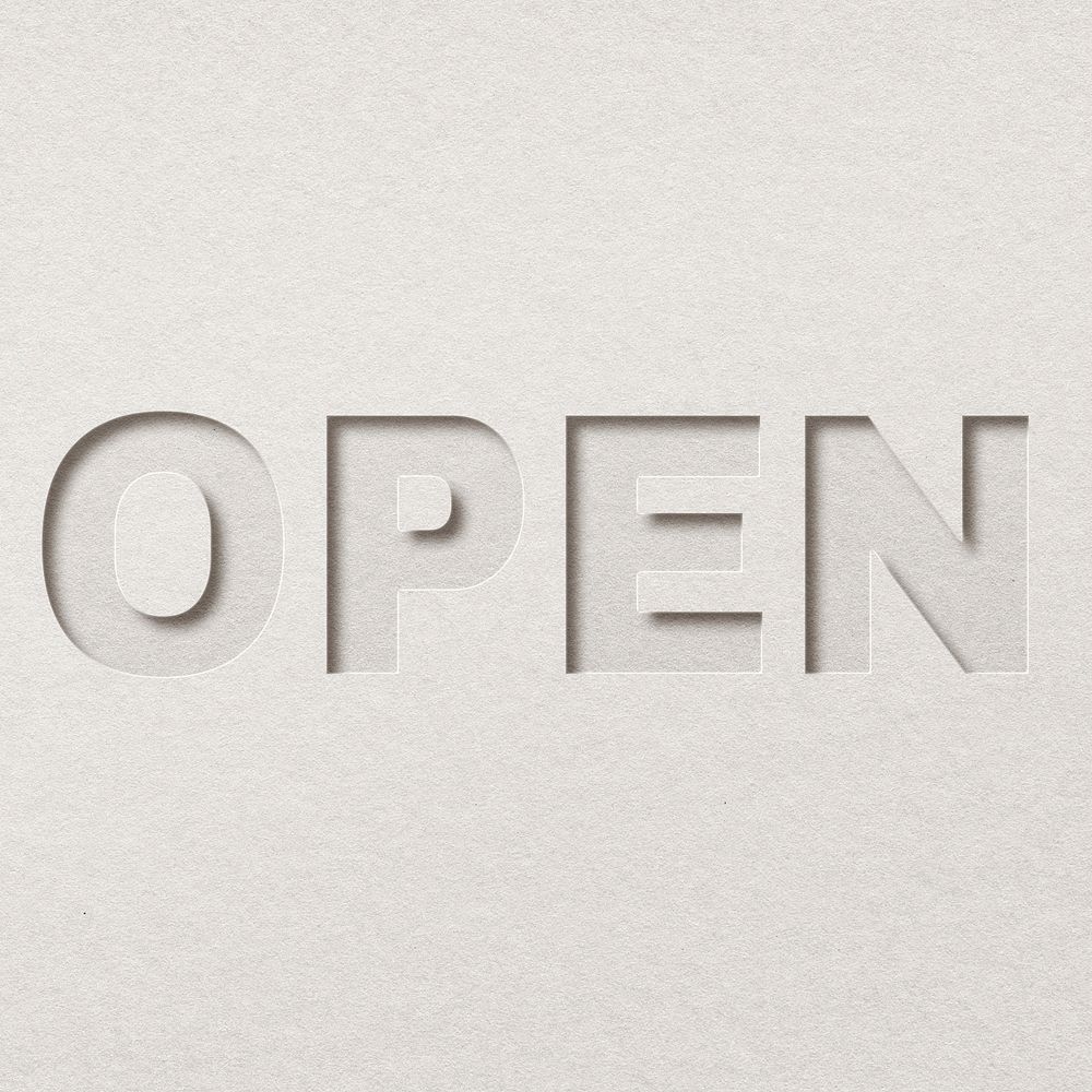 Open text paper cut font typography