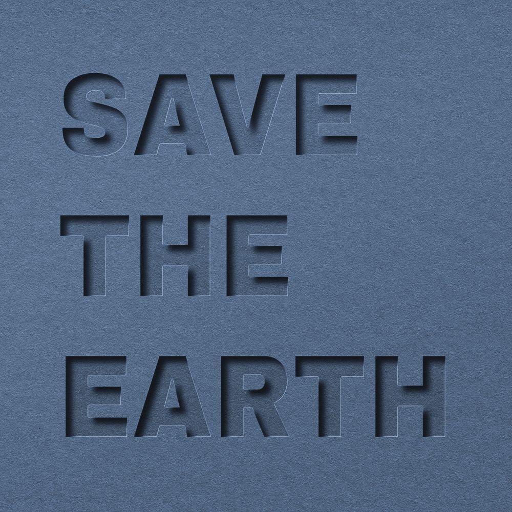 Save the earth text paper cut typography