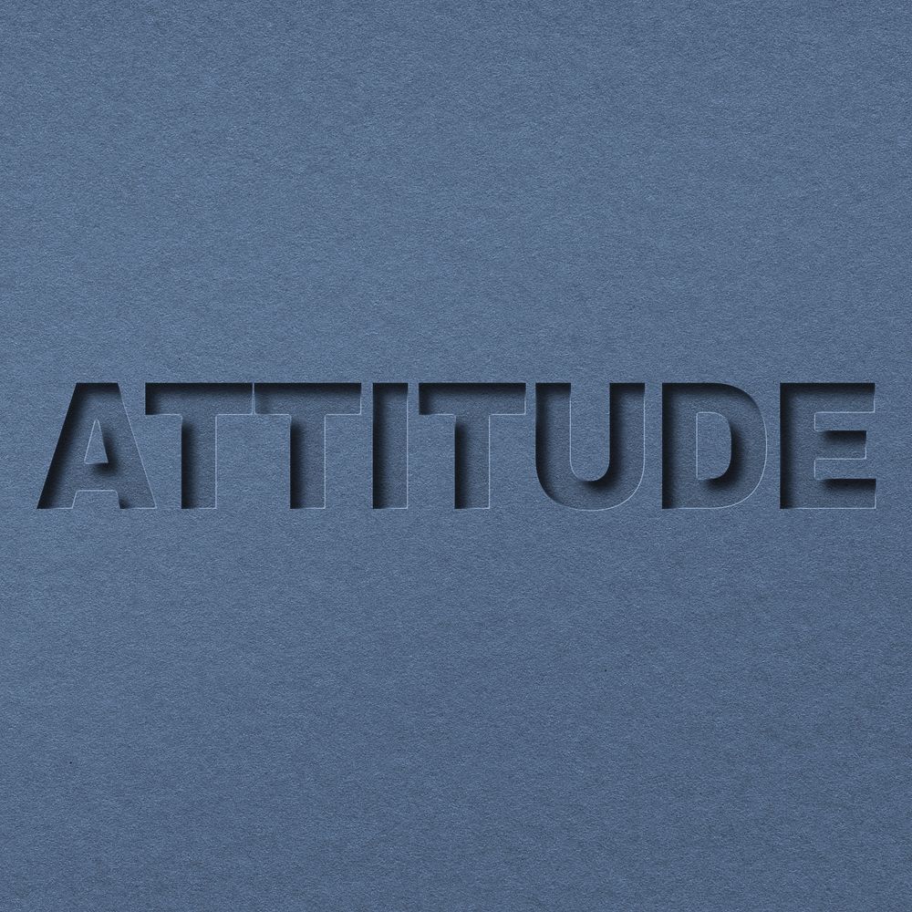 Attitude word paper cut font typography