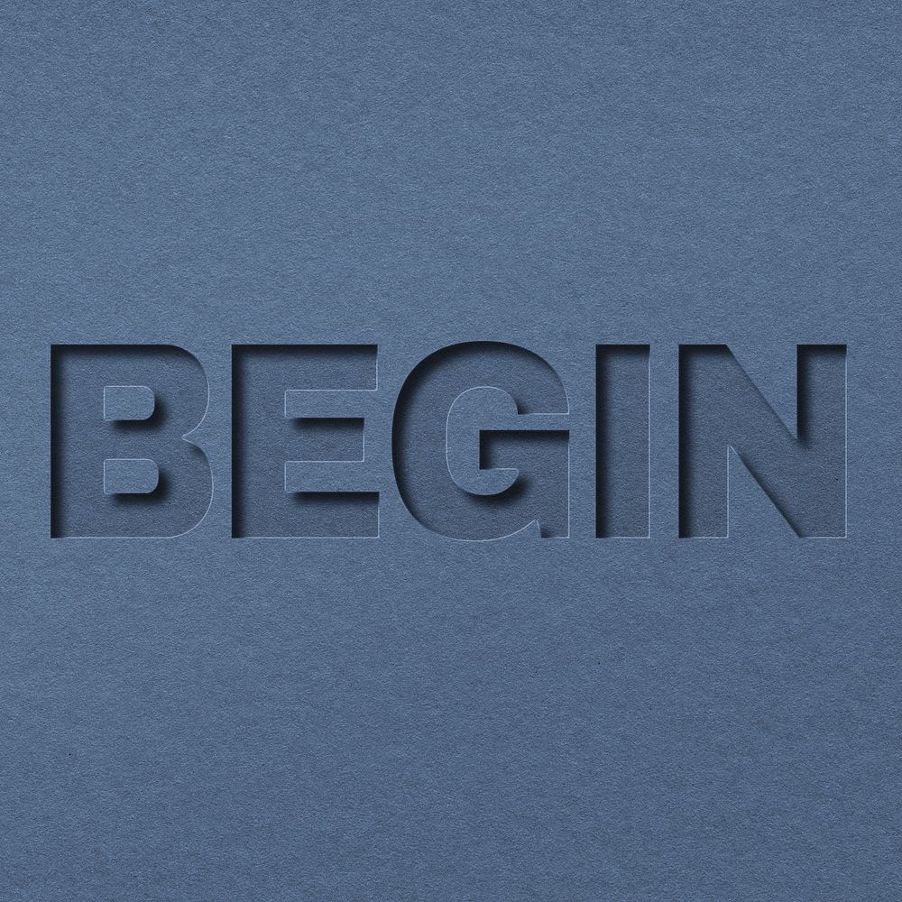Begin word psd/png clipart paper cut font typography