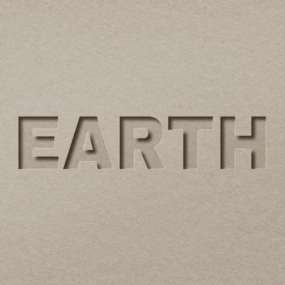 Earth paper cut lettering word art