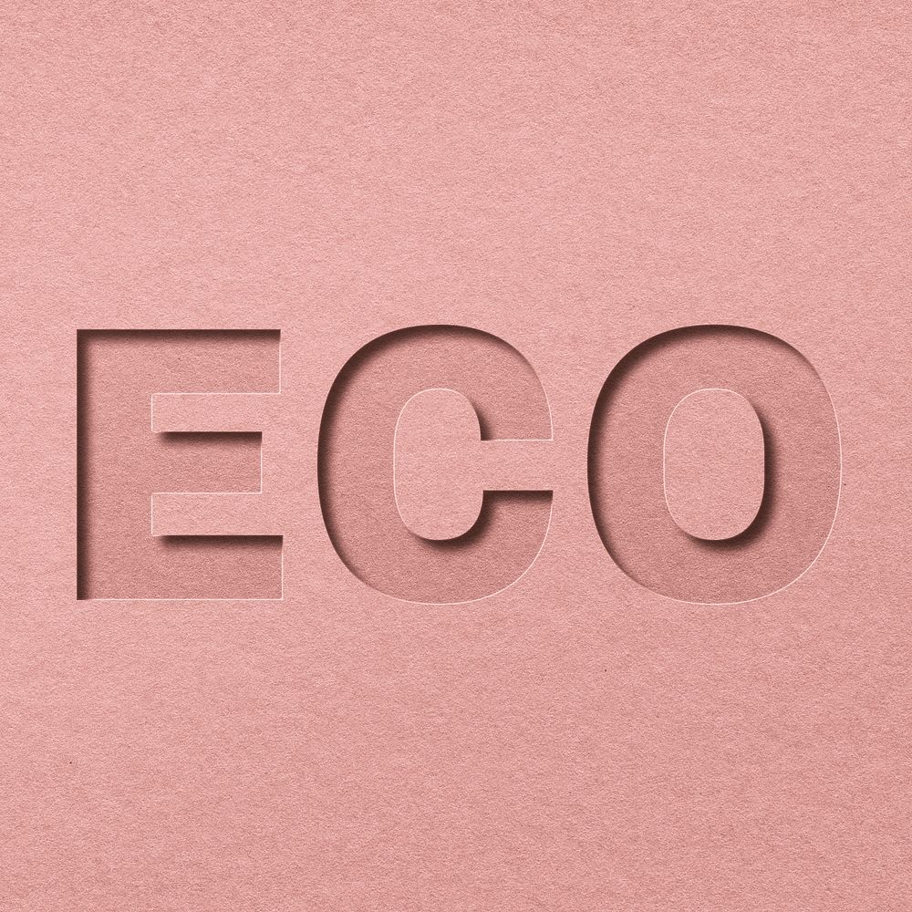 Eco word paper cut font typography
