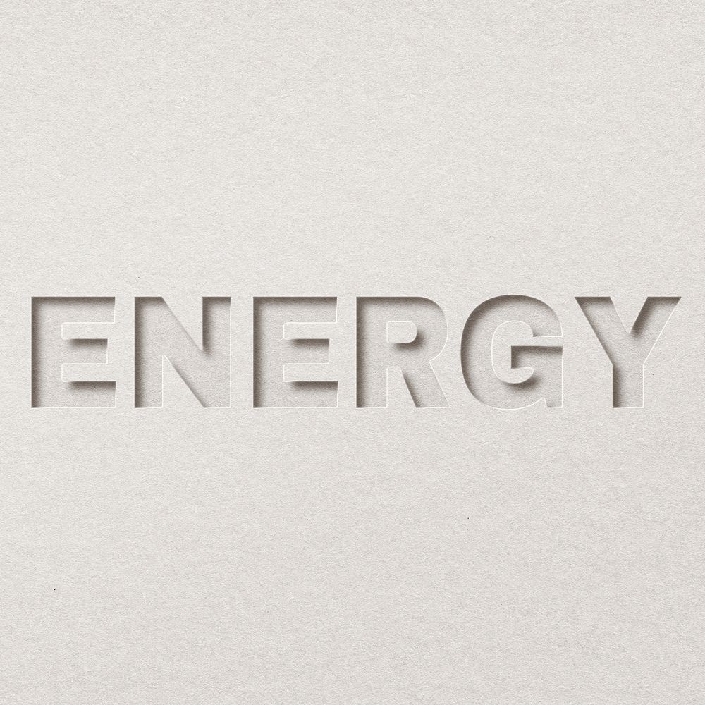 Energy text paper cut font typography
