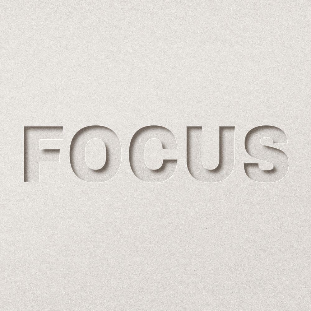 Focus paper cut lettering font typography