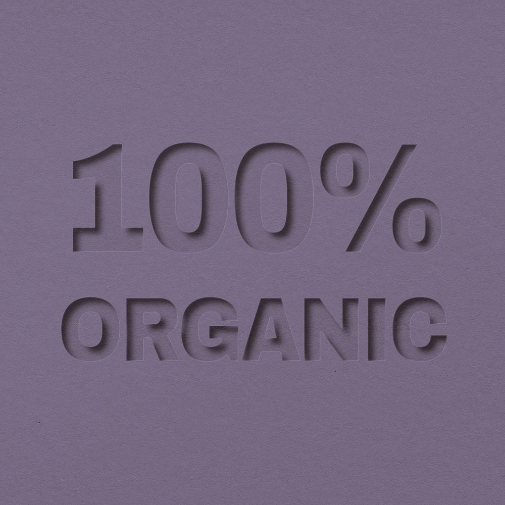 100% organic text cut-out font typography