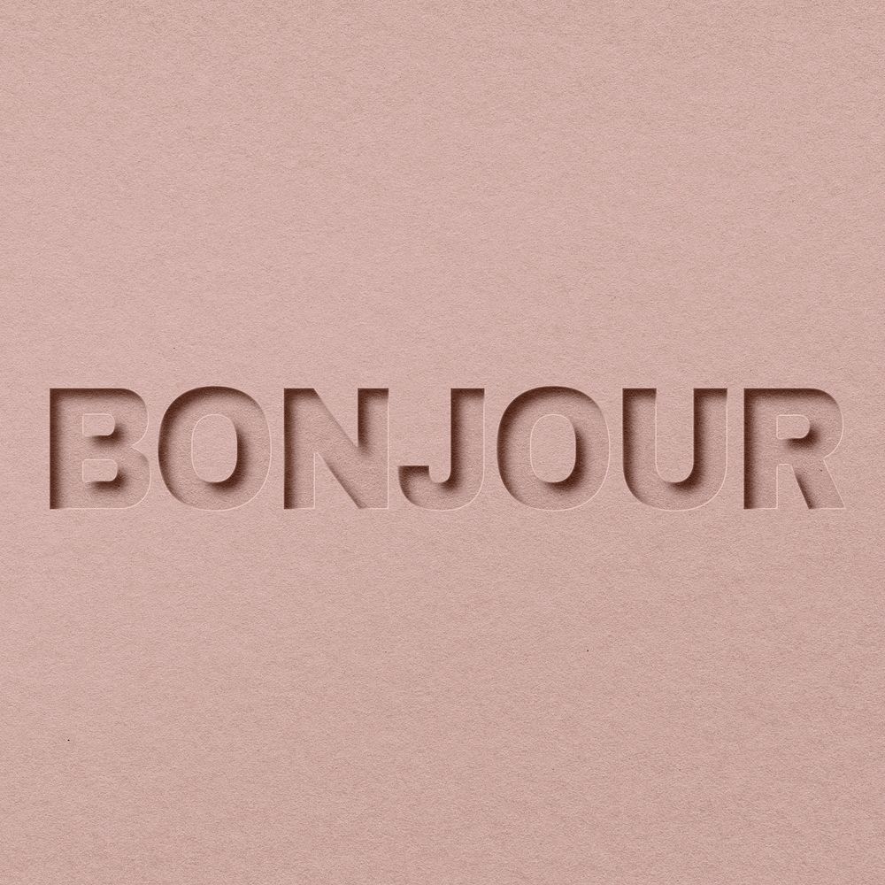 Bonjour word bold font typography paper texture