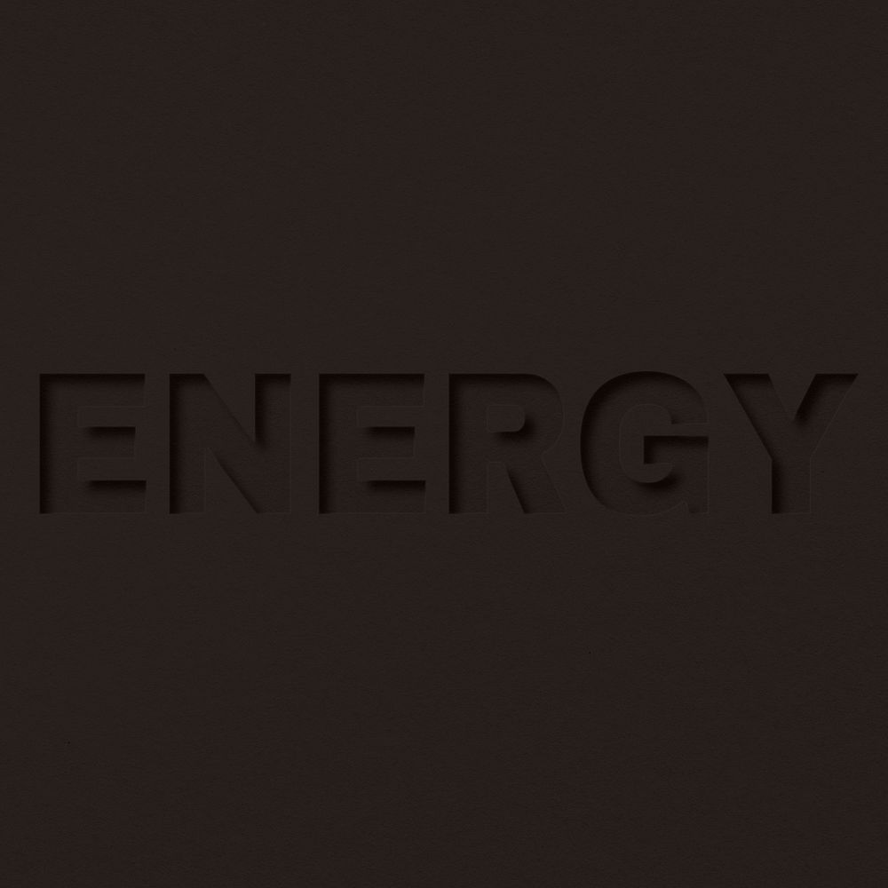 Energy word paper cut font shadow typography