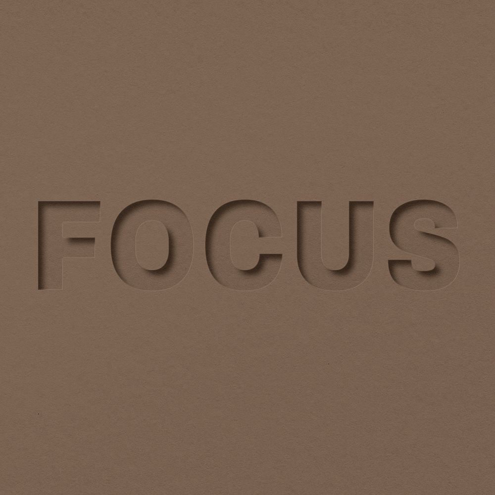 Focus word paper cut font shadow typography