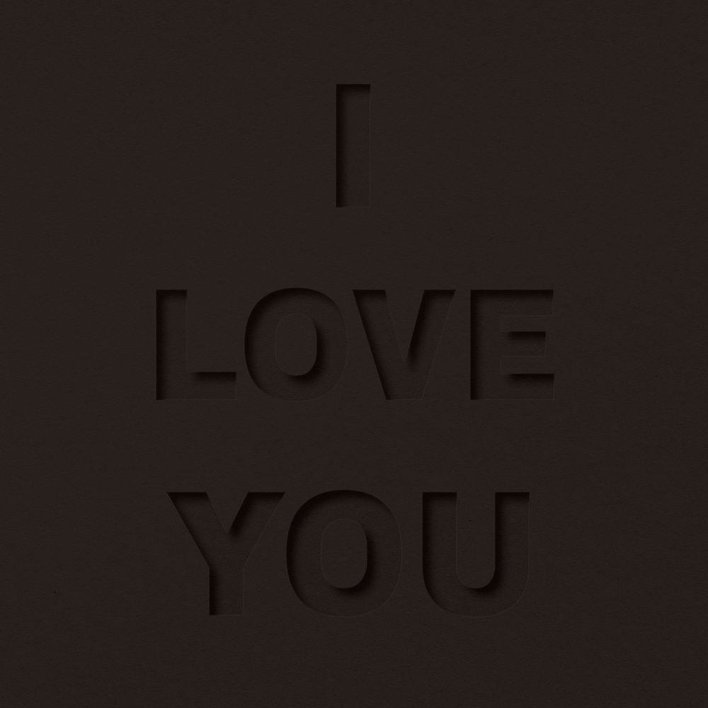 I love you word paper cut font shadow typography