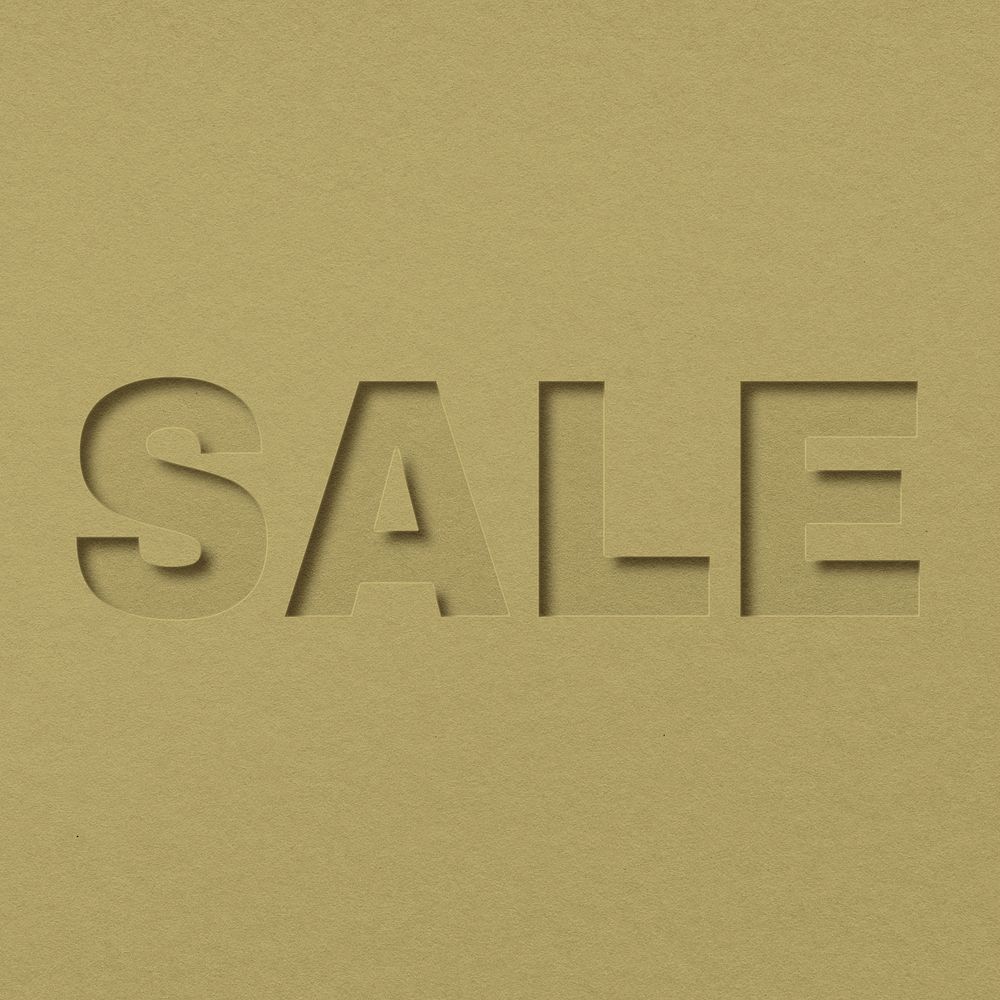Sale word bold paper cut font typography