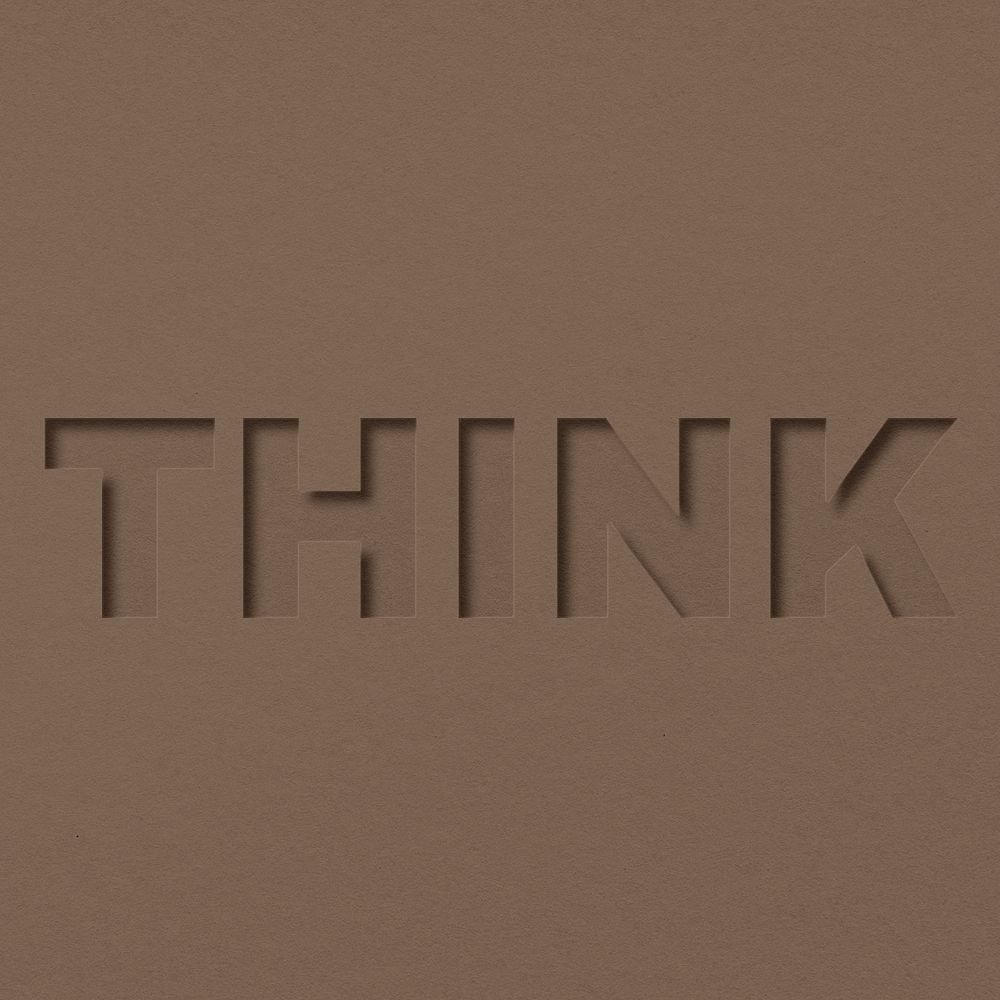 Think word bold paper cut font typography
