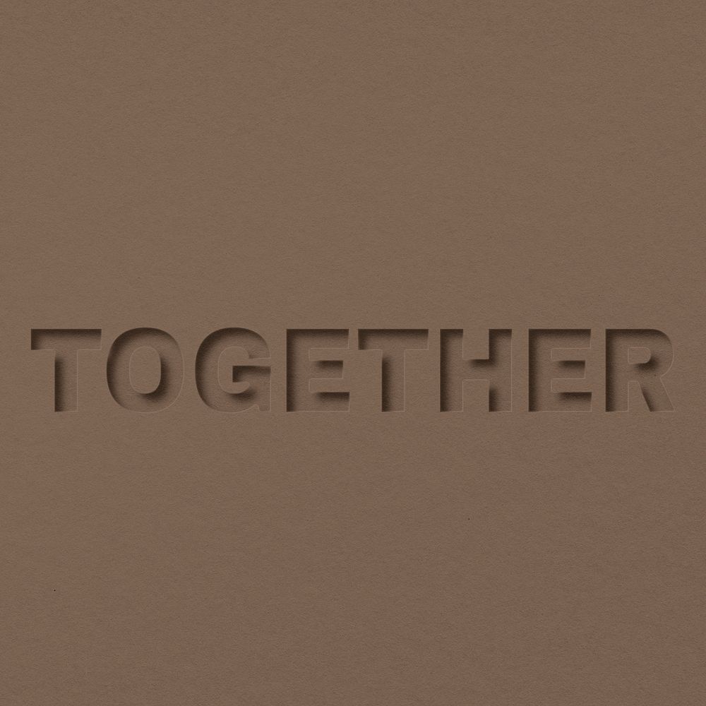 Together word paper cut lettering