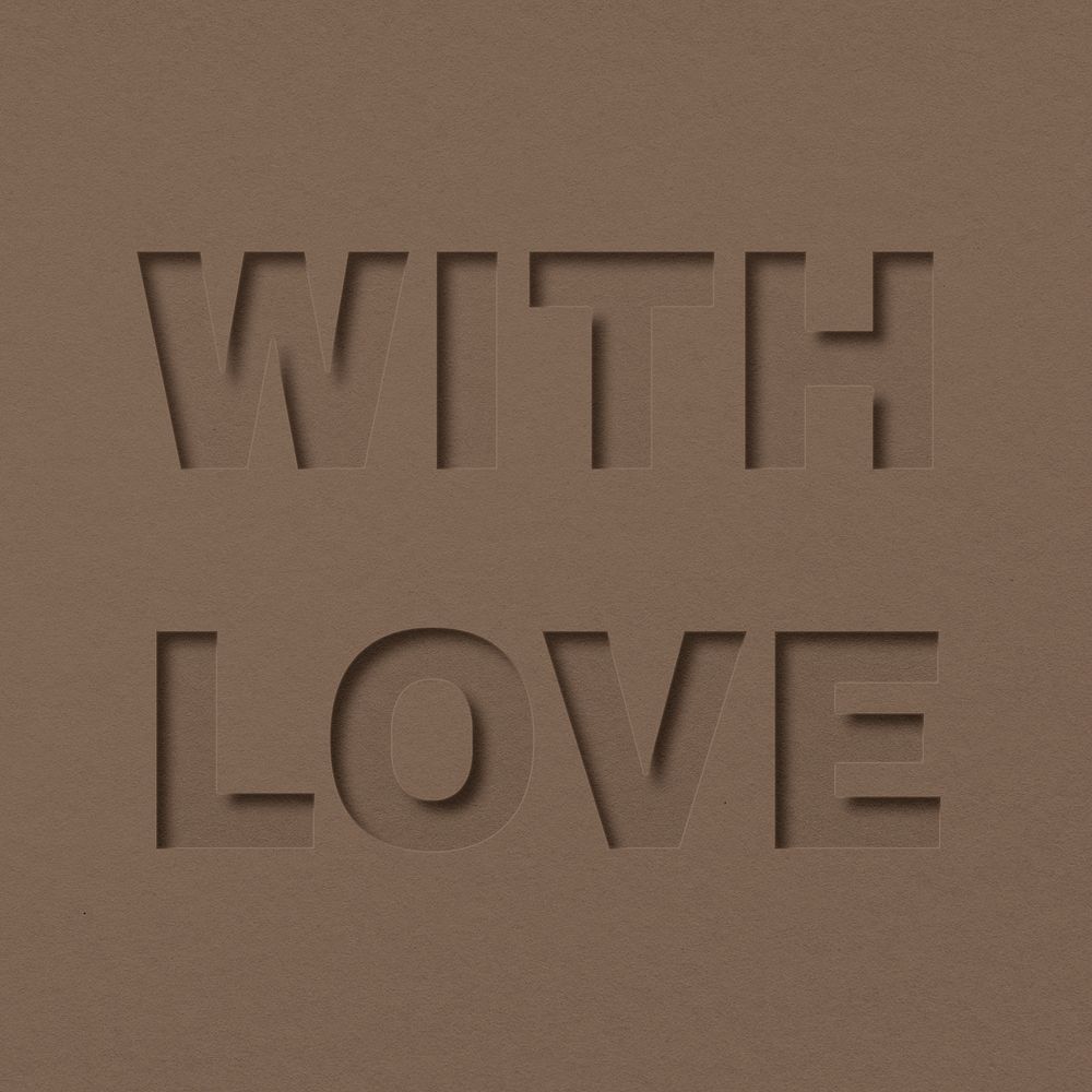 With love text cut-out font typography